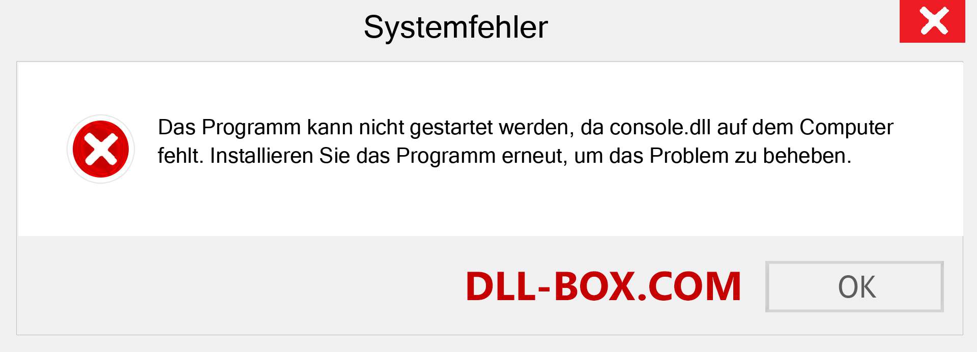 console.dll-Datei fehlt?. Download für Windows 7, 8, 10 - Fix console dll Missing Error unter Windows, Fotos, Bildern